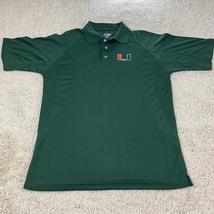 Miami Hurricanes Embroidered Shirt Adult Small Green Collard Pro Player Mens P2